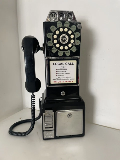 Telefono Vintage Pubblico Replica Americano Monete Design Industrial Payphone