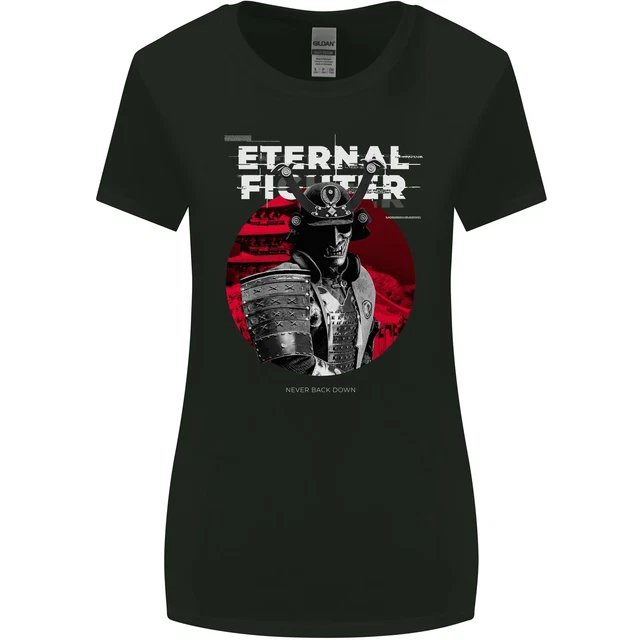 T-shirt donna taglio più largo Samurai Fighter Skull MMA arti marziali miste