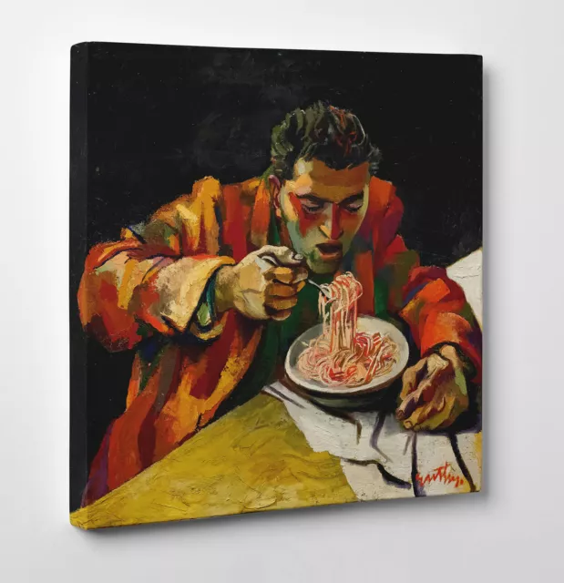 🖌 Quadro Guttuso Mangiatore di Spaghetti Stampa su Tela Vernice Pennellate 🎨