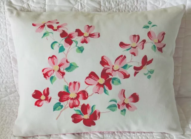 Vintage Wilendur Tablecloth Pillow Cover  - Lancaster - Pink, Red Dogwood