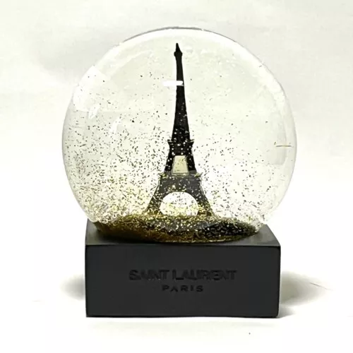 Used Saint Laurent Paris Eiffel Tower Snow Globe 610634 Crystal Glass Plastic Cl