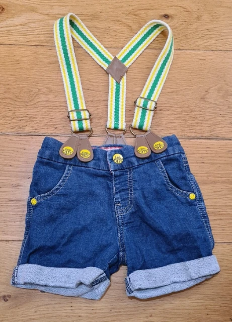 Little Bird Shorts Denim Blue Canvas Braces Size 18-24 Months