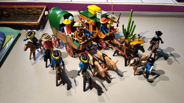 3278 PLAYMOBIL WESTERN VINTAGE : Chariot Bâché far West / Cowboy / Fermier 1983 - Jeux & Jouets