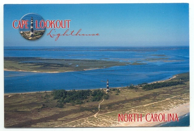 Cape lookout Lighthouse NC Aerial View Postcard North Carolina