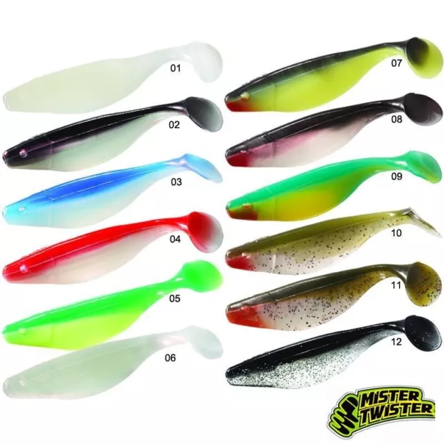 Leurre souple Mister Twister Sassy Shad 80mm bleu et blanc par 5