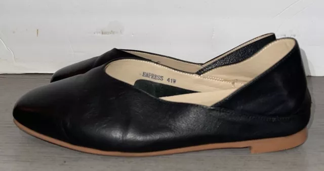 Empress The Comfi Black Leather Ballet Flat Shoes 41 Wide Size 10W