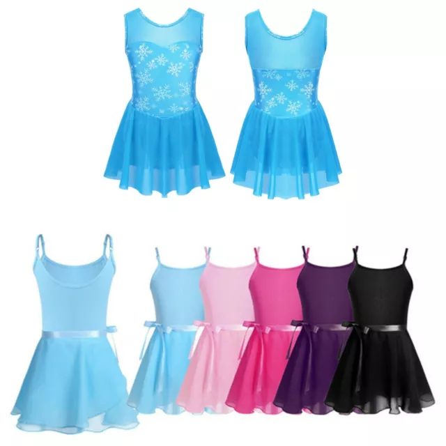 Kids Girls Ballerina Dress Dancewear Ballet Leotard Skirt Costume Gymnastics