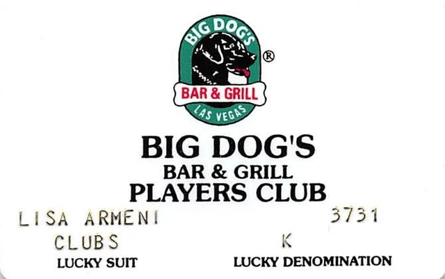 Big Dog's Bar & Grill - Las Vegas, NV - RARE 1st Issue Slot Card