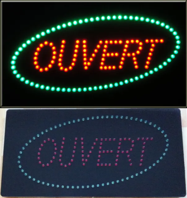 Enseigne lumineuse Panneau à LED OUVERT rouge et vert 60