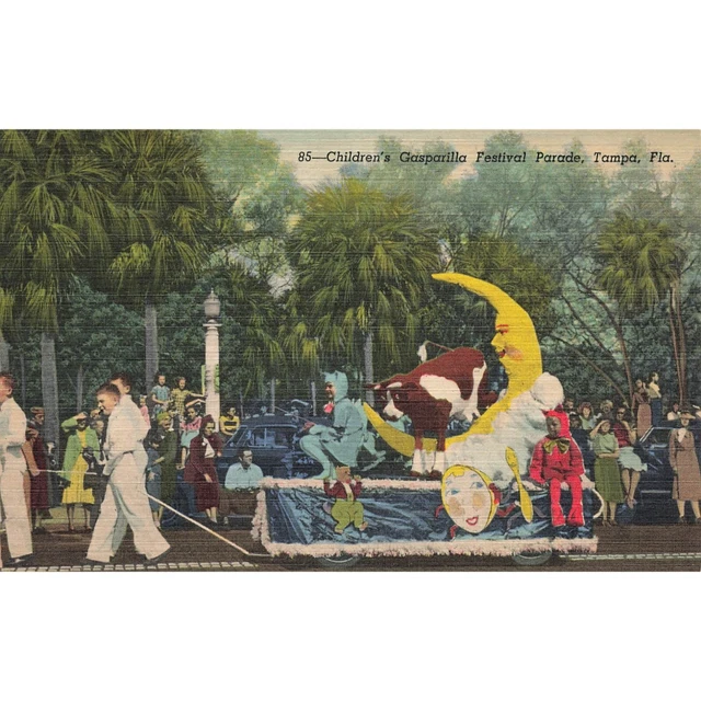 POSTCARD CHILDRENS GASPARILLA Festival Parade Tampa Fla Linen Unposted