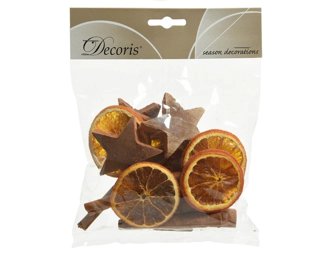 Mezcla de popurrí rodajas de naranja secas barras de canela estrellas de coco manualidades decoración