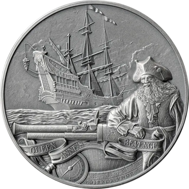 2023 Barbados Captain's of Fortune Queen Anne's Revenge 2 oz Silver Coin