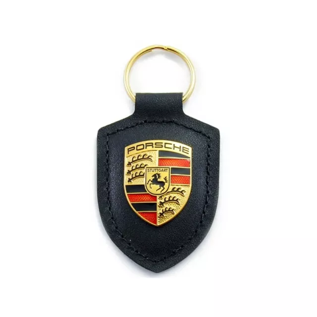 AUTHENTIC PORSCHE KEYCHAIN IN CLASSIC BLACK KEY RING