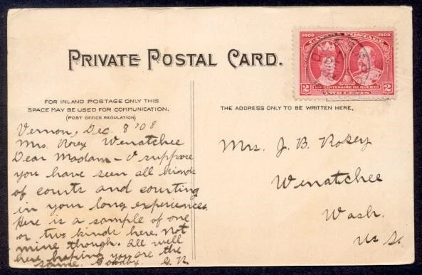 Canada O.l.&S Rpo Bc/N/De 8/09 Son Cds Ppc To Usa
