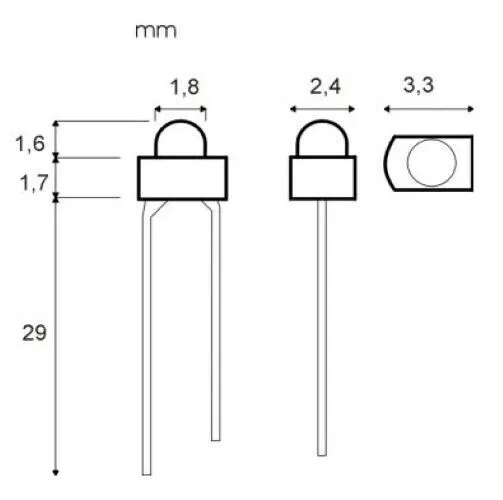 LED 1,8mm rot diffus mit Kabel für 12-19V verkabelte Mini LEDs 10 Stück S610 3