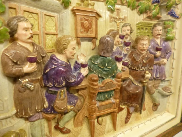wunderschöne, antike, figürliche Ofenkachel als Wandbild gerahmt um 1900