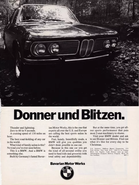 1970 BMW E3 Big Sedan - 2500/2800/Bavaria - USA Issue 8.5x11 Inch Magazine Ad