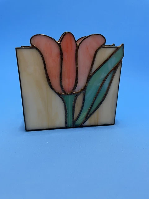 Vintage Stained Glass Tulip Napkin Holder
