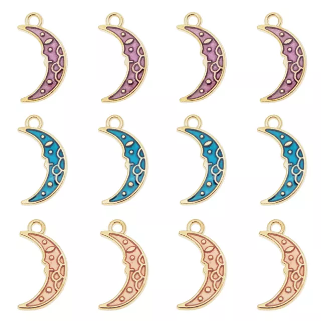 30 Stück Legierung Emaille Mond Halbmond Anhänger Charme Schmuck DIY Zubehör