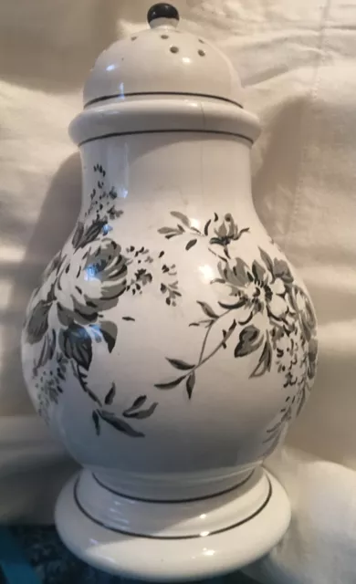 Ralph Lauren HTF 8.5" Ceramic Ginger Jar Potpourri Urn Black Toile Roses