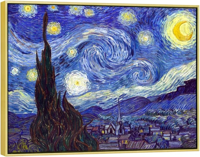 Framed Wall Art Giclee Canvas Prints of Starry Night by Van Gogh Paintings Repro