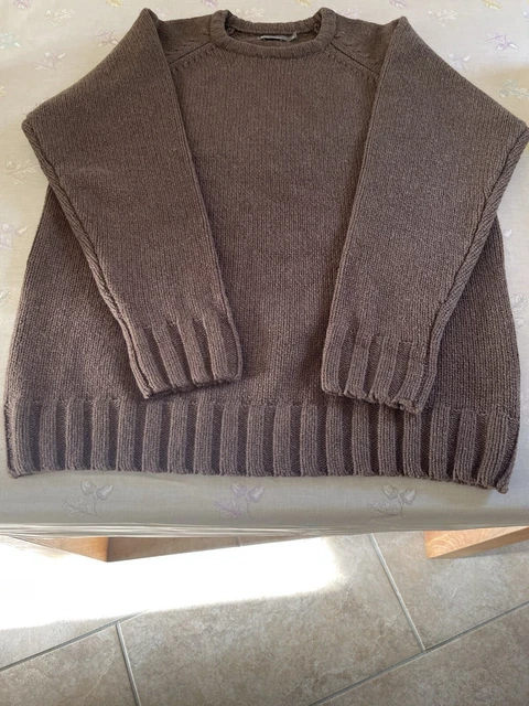 MENS SAMUEL WINDSOR Chunky Knit Jumper Sweater 100 Wool Brown Size UK XL. 24.00 PicClick UK