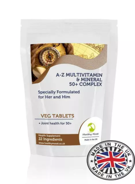 50+ Plus A-Z Multivitamins Minerals 23 Micronutrients Complex Veg Tablets GB