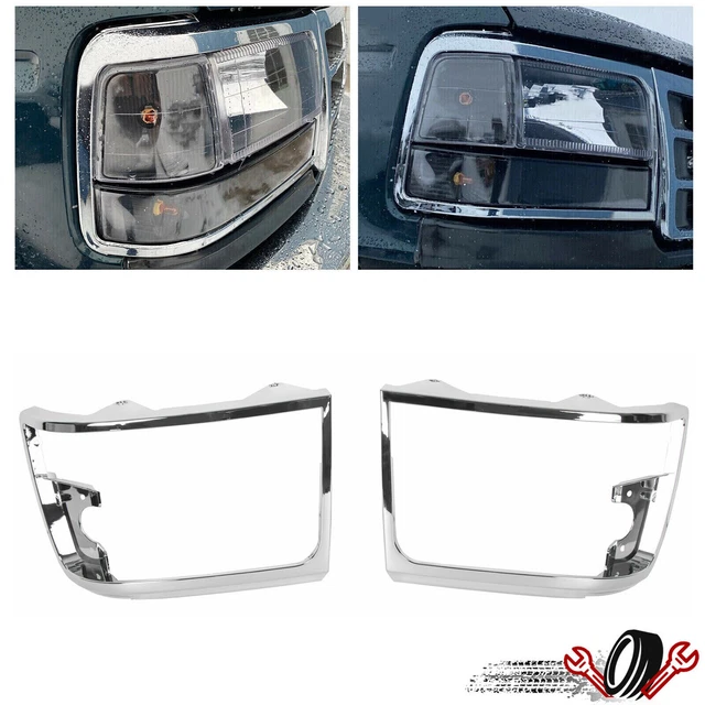 For Ford Bronco F150 Pickup Truck Chrome Headlight Headlamps Trim Bezel Pair Set