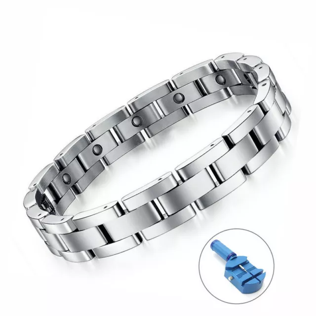 Classical Men's Stainless Steel Magnetic Therapy Health Bracelet Pain Relief New