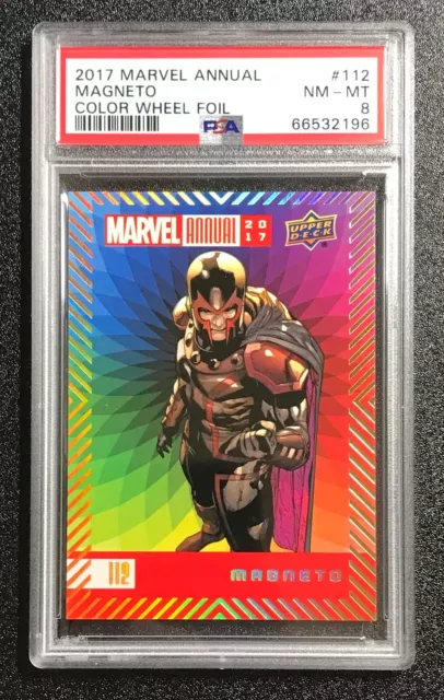 2016 UD Marvel Annual 🔥 MAGNETO COLOR WHEEL FOIL ACHIEVEMENT SP PSA 8 🔥