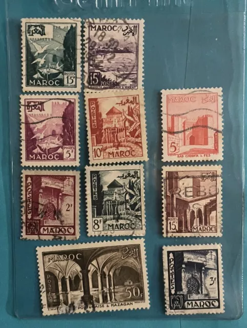 Antique Set Of Marocco Stamps Used 1930s-40s