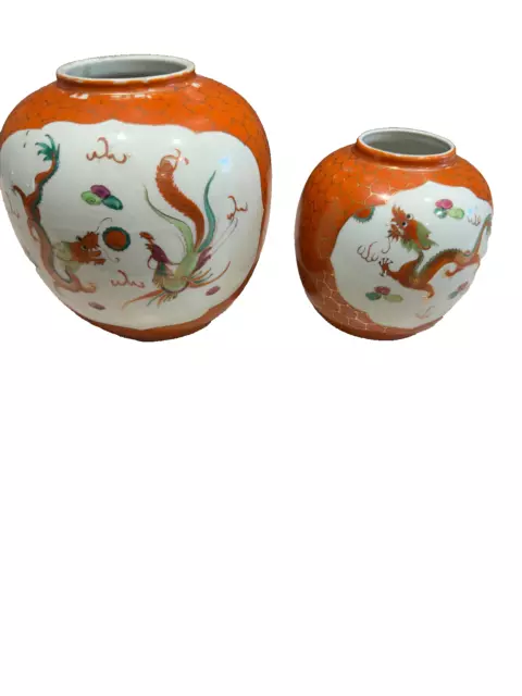 Set of 2 Chinese Famille Rose Porcelain Vases