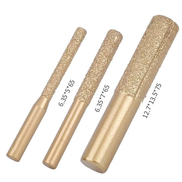 Lot De 5 Fraises Diamant Brasé 6.35mm Pour Granit, Marbre, Carrelage - Tige Droite, Gravure Et Façonnage Pierre