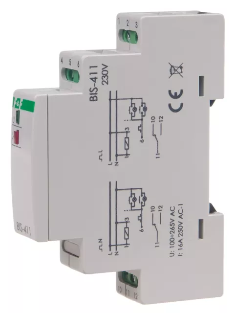 TOP!!! BIS-411 Stromstoßrelais 230V AC 16A 1Wechsler Hutschiene Made in EU