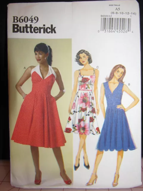 Pretty Halter Sundress Sewing Pattern Size 6-14 Butterick Uncut FF Retro style