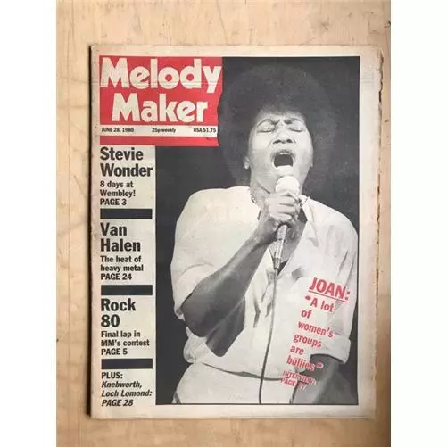 Joan Armatrading Melody Maker Magazine June 28 1980 - Joan Armatrading Cover + M