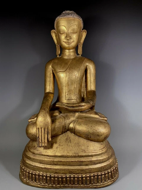 Burma Burmese Gilt Lacquer Shan Statue of the Buddha ca. first Half 19th century