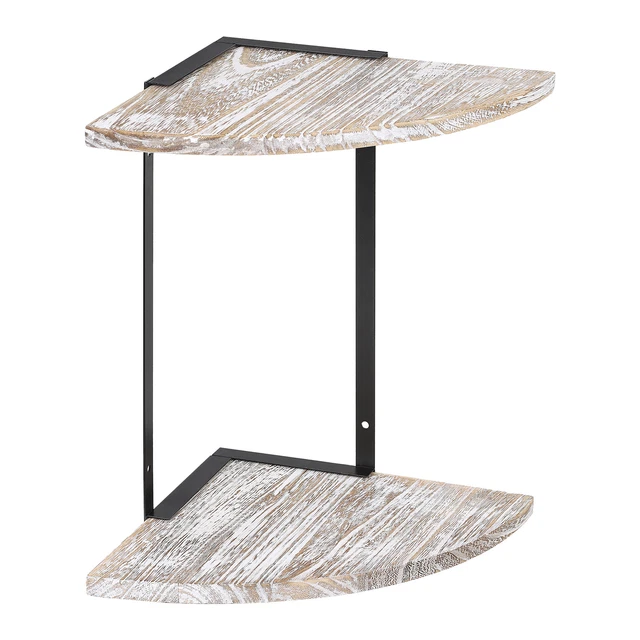 CORNER SHELVES WALL Mount 2Tier, Rustic Wood Floating Shelves, Storage
