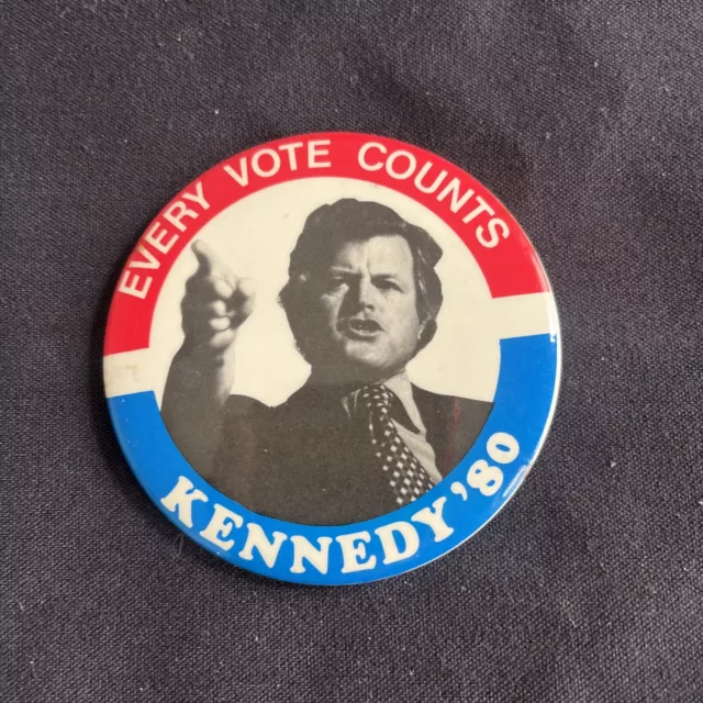 1980 "Every Vote Counts" Senator Ted Kennedy for President 3" Button Rarer Pin