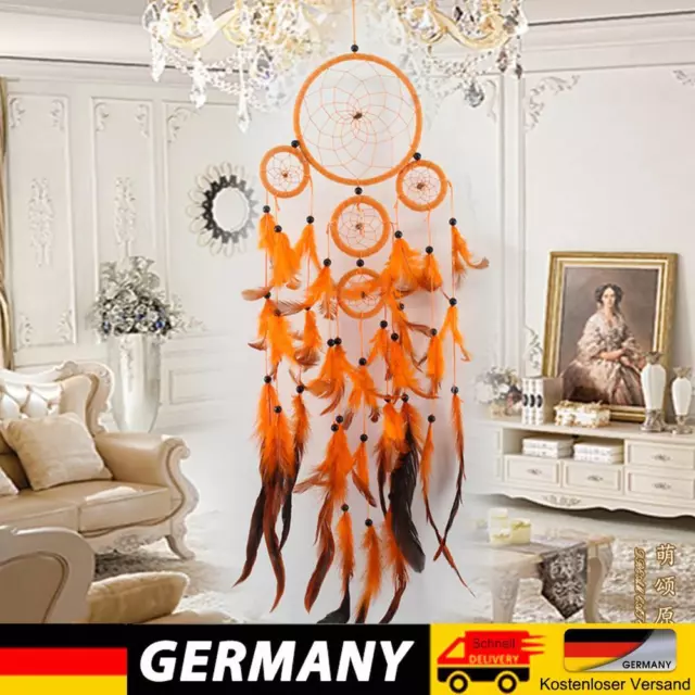 Five-rings Orange Dream Catcher Pendant Romantic Wind Chime for Party Decoration