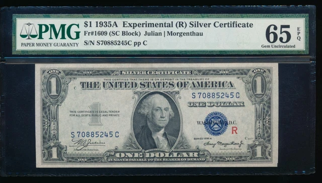 AC 1935A $1 Silver Certificate "R" Experimental PMG 65 EPQ Fr 1609