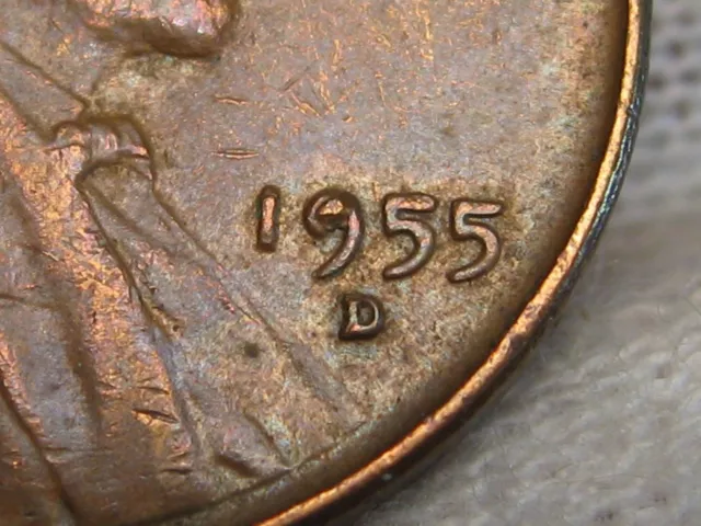ERROR Cent: 1955-d LINCOLN WHEAT Penny. "FILLED 9"
