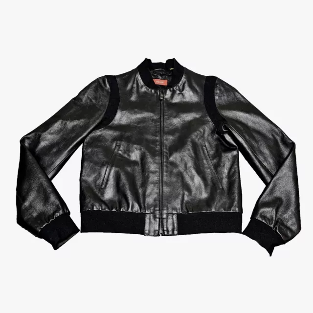 Barneys Co-op Jacket Womens Small Cafe Racer Leather Italy Lampo Zippers Bomber