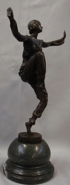 Estatua Art Deco Estilo Art Nouveau Estilo Bronce sólido Firmado 3