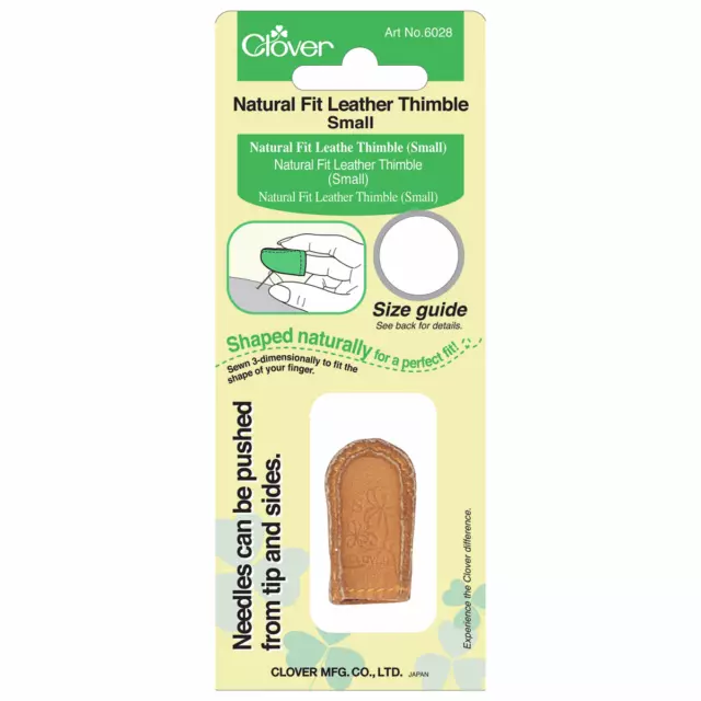 Clover Natural Fit Leather Thimble, sewing quilting patchwork Pick size: S/ML