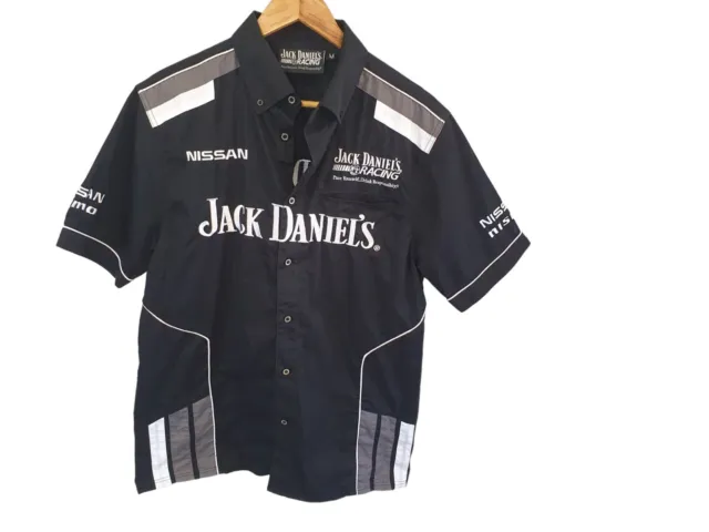 jack daniels black racing button down shirt Size M embroidered nissan nismo