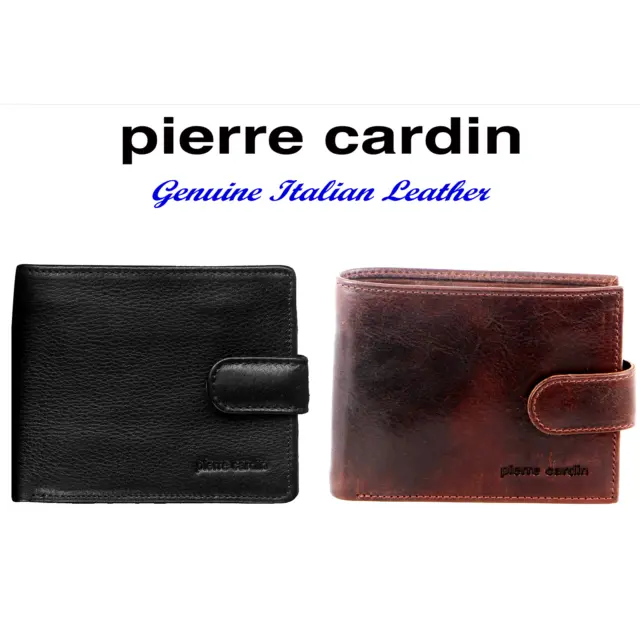 Pierre Cardin - Men's Bi-fold-Genuine Italian Leather-Black-Chocolate-PC8874