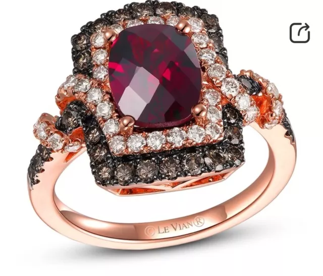 Le Vian Rhodolite Ring 1 ct tw Diamonds 14K Strawberry Gold