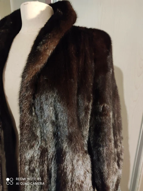 Manteau Femme En Fourrure Agneau Et Vison - Taille 38-40, Couleur Grise, Occasion Très Bon état