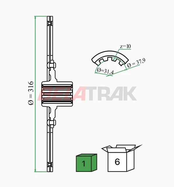 Disque d'embrayage AVTO BELARUS 340mm UMZ 6 - 611 Réf. 45-1604040 2